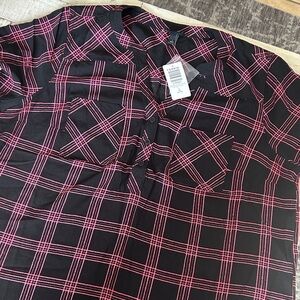Torrid Black and Pink Plaid Blouse